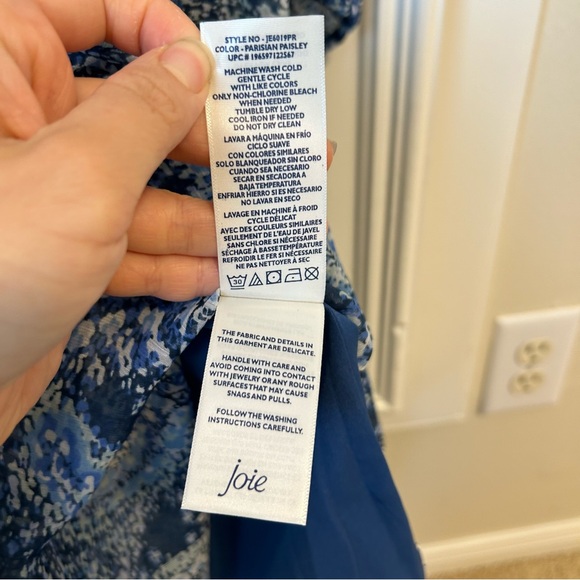 Joie Blue Parisian Paisley Watercolor Boho Dress Large Long Sleeve L - Picture 15 of 15
